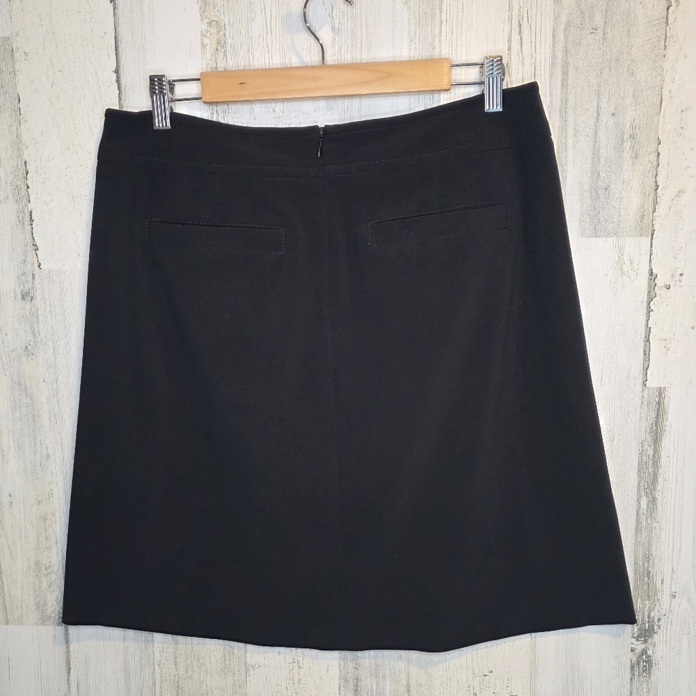 Larry Levine Lifestyle Attitude Black Skirt Size 12 Faux Button Front Stretch - Picture 4 of 10